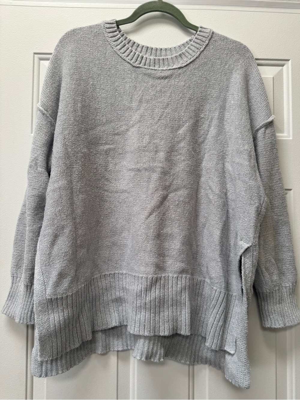 aerie Light Gray Relaxed Crewneck Sweater